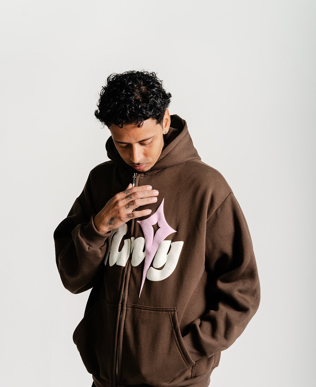 MOLETOM STARWAVE ZIP BROWN
